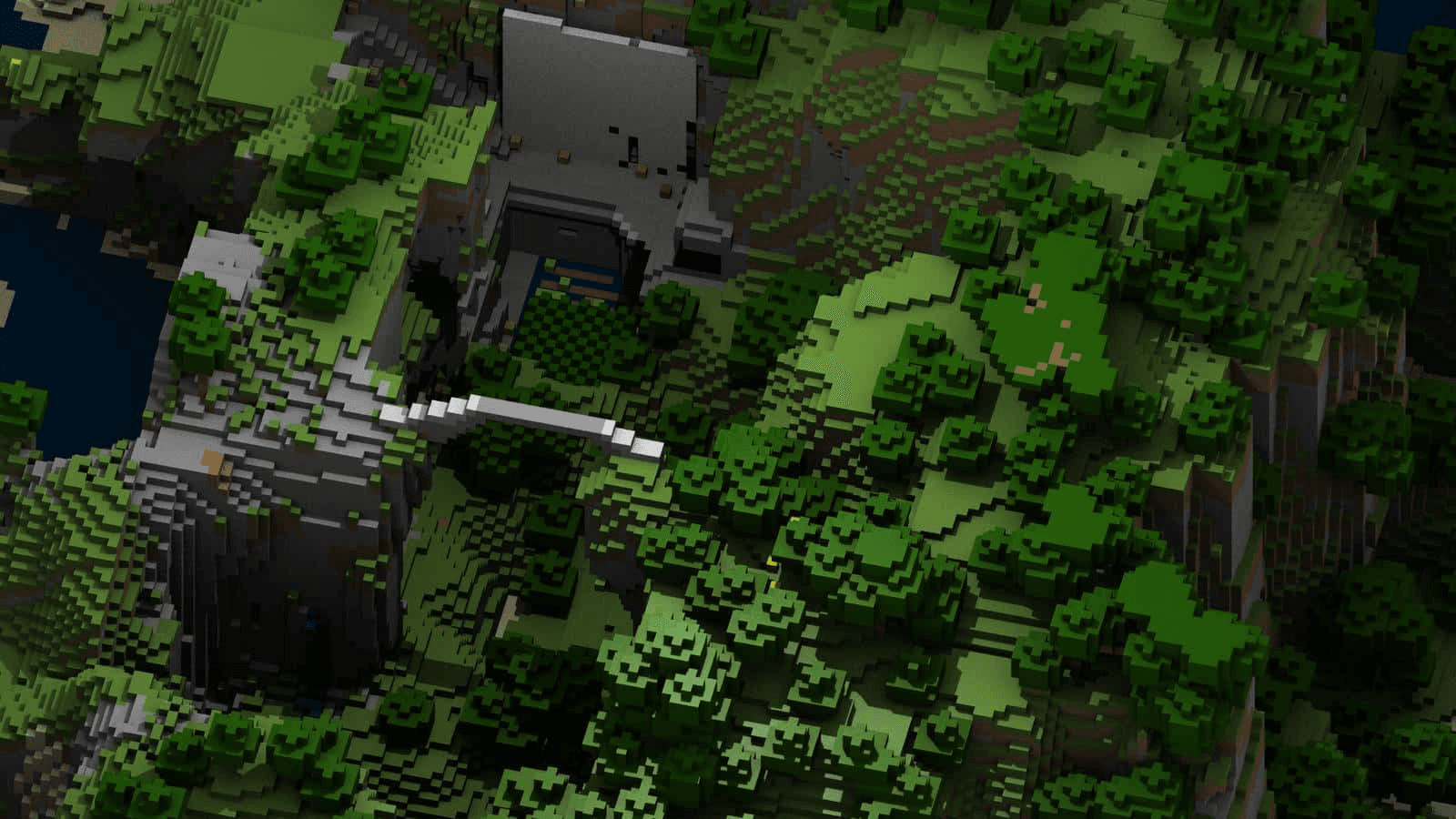 Monde Minecraft vu du ciel